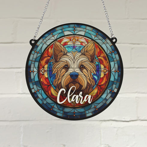 Cairn Terrier Personalised Stained Glass Effect Suncatcher